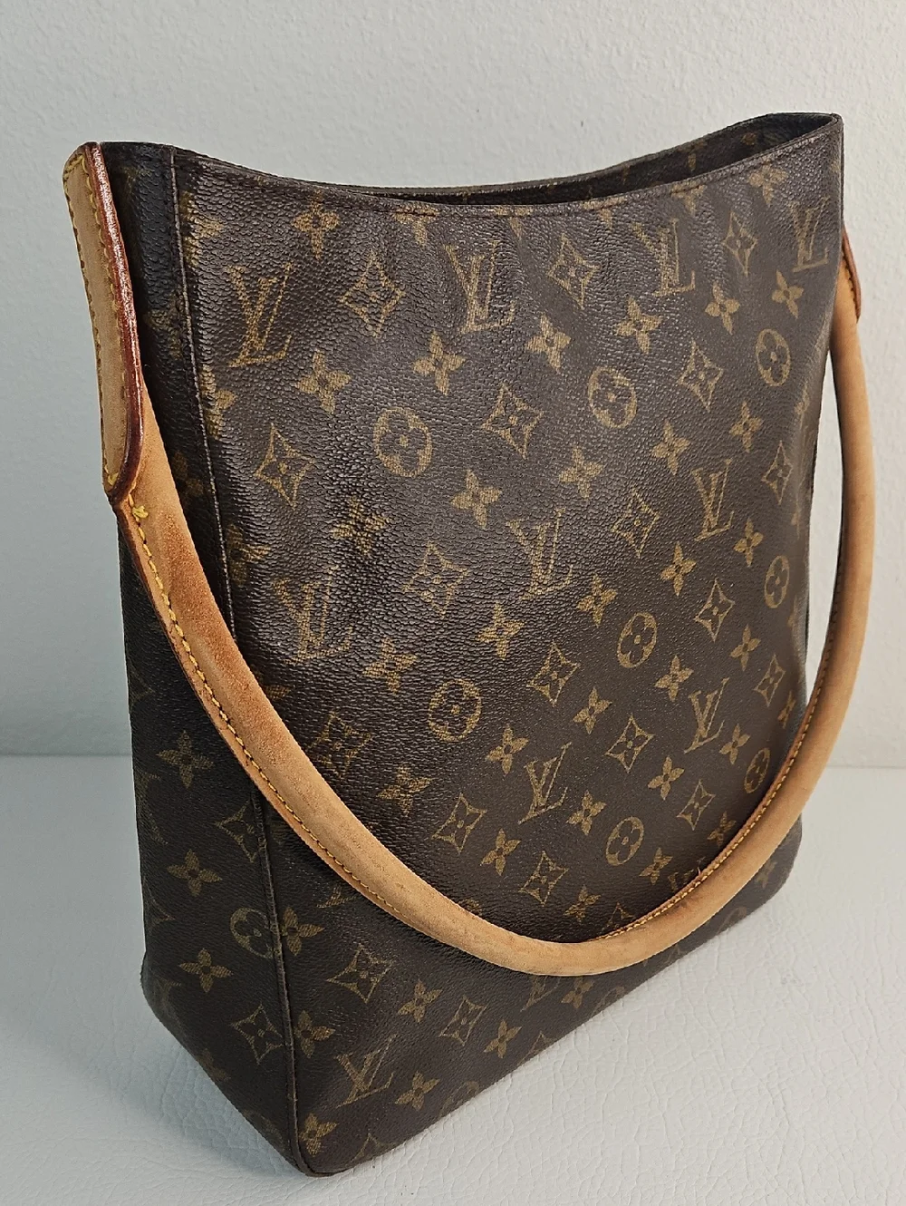Authentic Louis Vuitton Looping MM Monogram Shoulder Bag Hobo Purse W/Dustbag